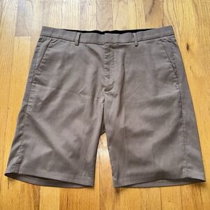 ALFANI Stretch Brown Flat Front‎ Shorts 9" Inseam Men's 34 Tech Alfatech Golf